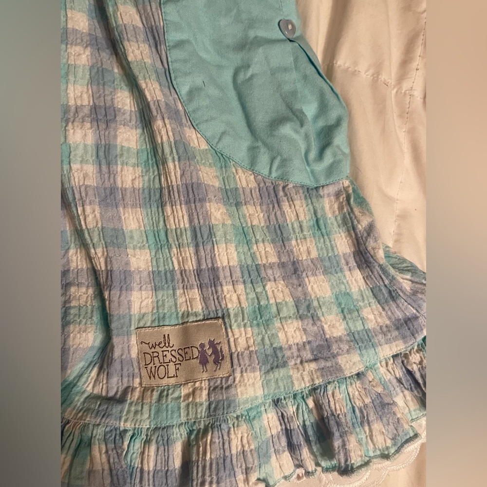 Well Dressed Wolf Aqua and White Checkered Dress set - Picture 2 of 6
